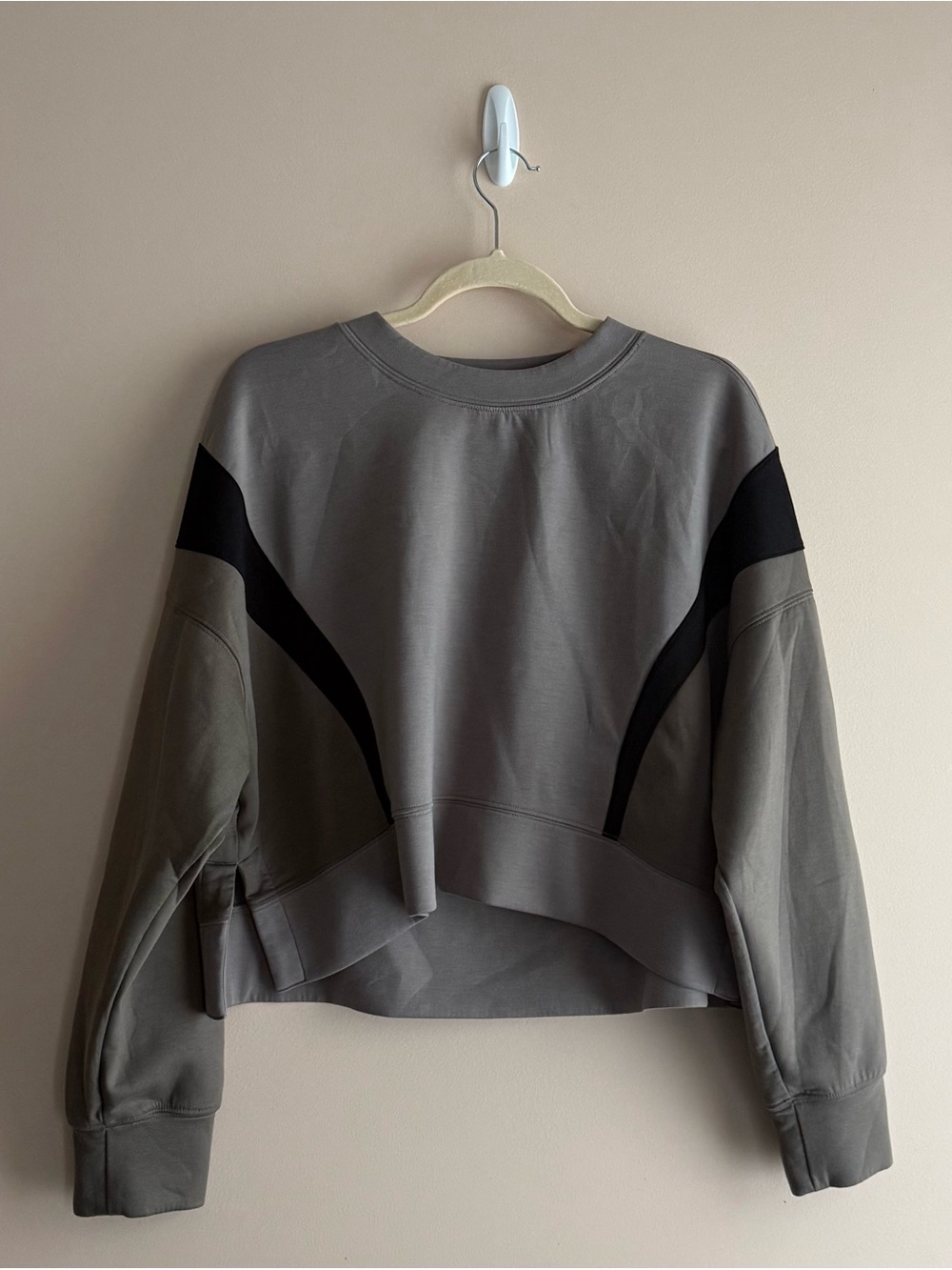 Never Worn YPB Gray Cropped Crewneck Sweatshirt with Black Accent